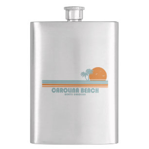 Carolina Beach North Carolina Sun Palm Trees Hip Flask