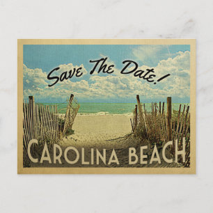 Carolina Beach Save The Date Vintage Nautical Announcement Postcard