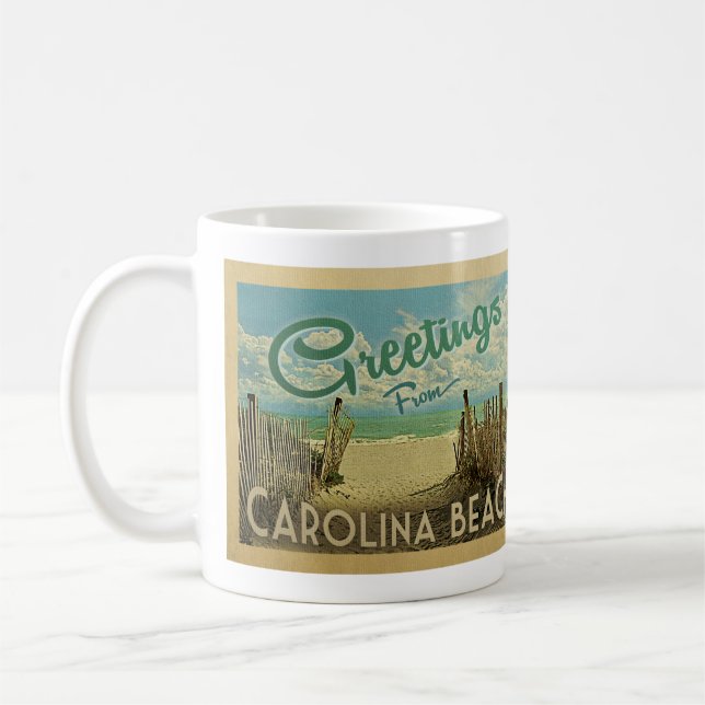 Carolina Beach Vintage Travel Coffee Mug (Left)