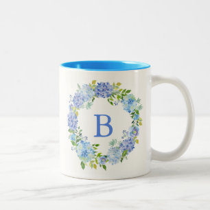 Carolina Bloom Bouquet Floral Monogram Two-Tone Coffee Mug