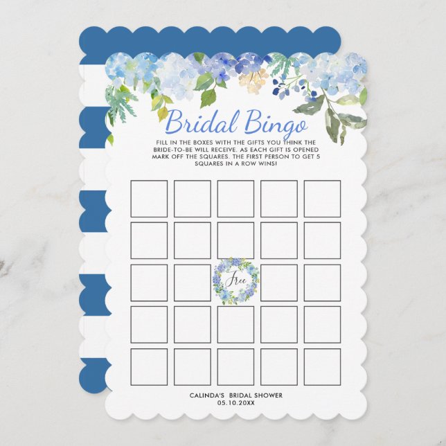 Carolina Bloom Bridal Shower Bingo Game Invitation (Front/Back)