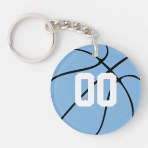 Carolina Blue Basketball Custom Jersey Number Key Ring