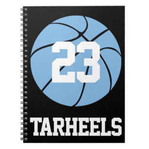 Carolina Blue Basketball Student Name and Number Notebook