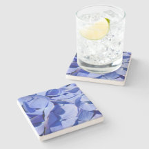 Carolina Blue Hydrangeas Limestone Stone Coaster