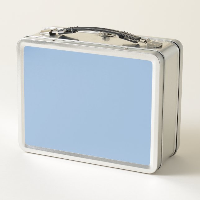 Carolina Blue Solid Colour Metal Lunch Box (Back)