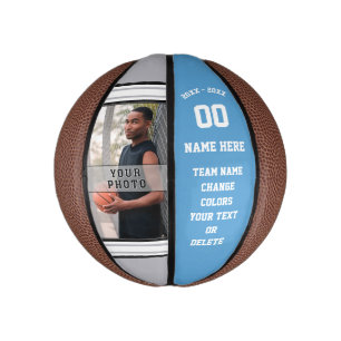 Carolina Blue, White, Gray Custom Mini Basketballs