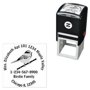 Carolina Chickadee Family Home Contact Information Self-inking Stamp
