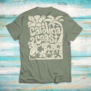 Carolina Coast Beach Vintage Retro Palm Tree Ocean T-Shirt
