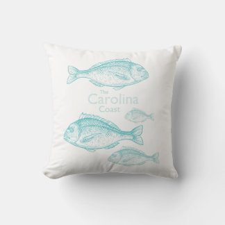 Carolina Coast Vintage Turquoise Saltwater Fish Cushion