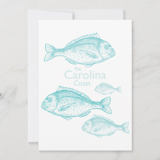 Carolina Coast Vintage Turquoise Saltwater Fish Invitation