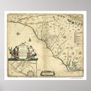 Carolina Country Map 1650 Poster
