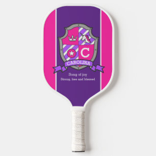Carolina name meaning letter c pink crest unicorn pickleball paddle