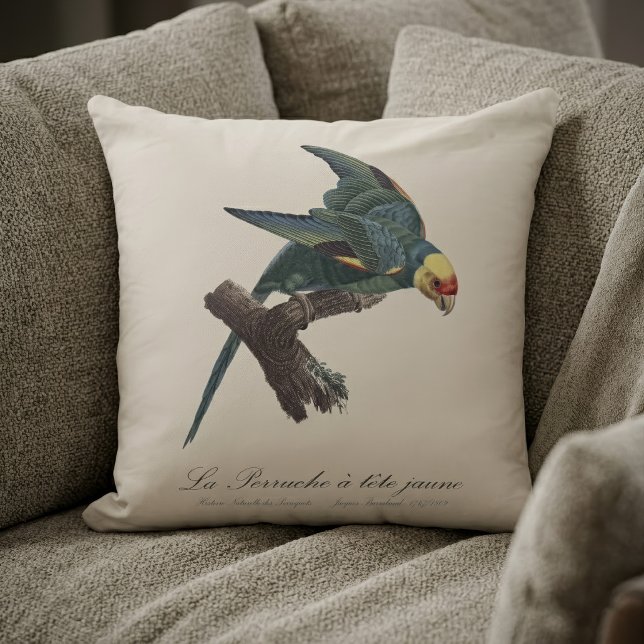 Carolina parakeet, Conuropsis carolinensis Cushion (Carolina parakeet, Conuropsis carolinensis. Throw Pillow)