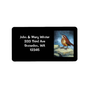 Carolina Wren: ADDRESS LABELS: ORIGINAL ART Label