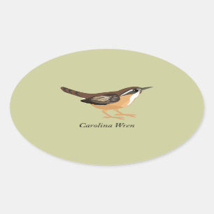 Carolina Wren Oval Sticker