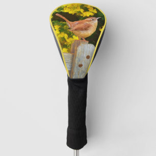 Carolina Wren Painting - Original Wild Bird Art Golf Head Cover
