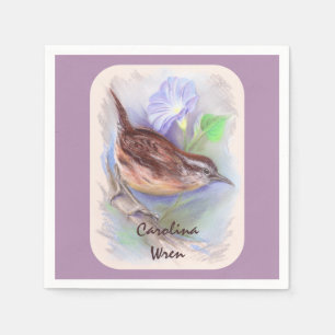 Carolina Wren with Morning Glory Flowers Napkin