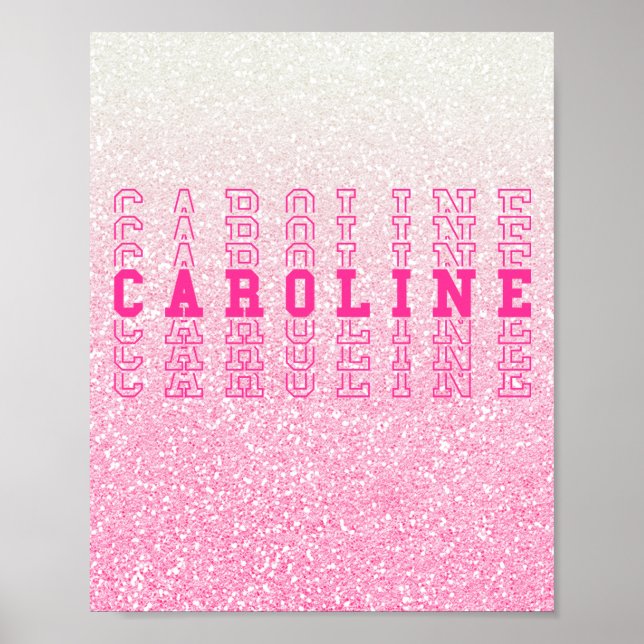 Caroline Pink Custom Repeat Name Poster (Front)