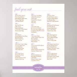 Caroline Seating Chart for Wedding, Lavender