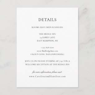 Caroline Simple Black Script Wedding Details Enclosure Card