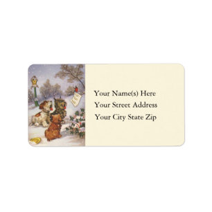 Caroling Dogs Vintage Address Label