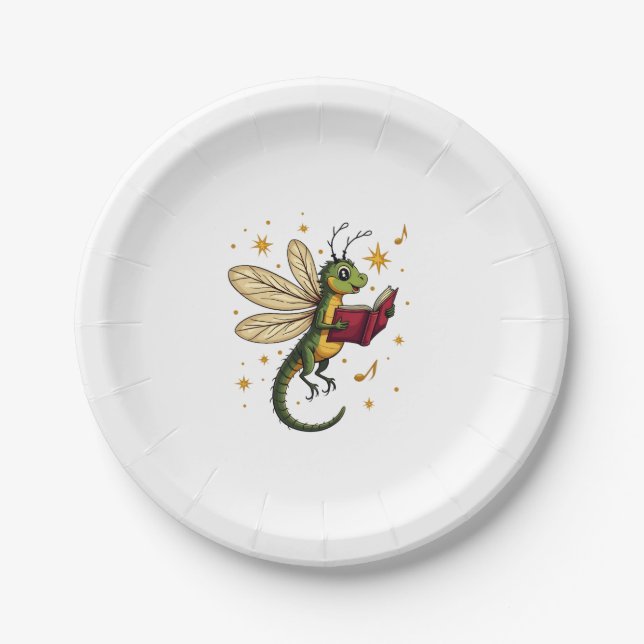 Caroling Dragonfly Paper Plate (Front)