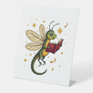 Caroling Dragonfly Pedestal Sign