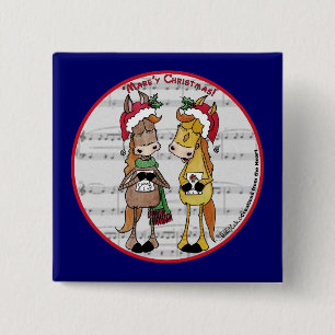 Caroling Horses- 'Mare'y Christmas 15 Cm Square Badge