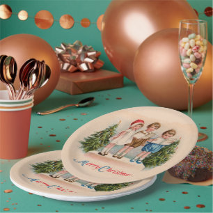 Caroling Kids Christmas Paper Plates
