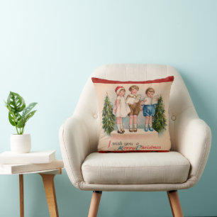 Caroling Kids Merry Christmas Pillow
