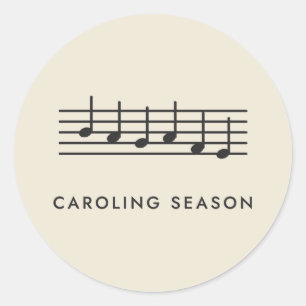 Caroling Season Christmas Carol Staff Classic Round Sticker