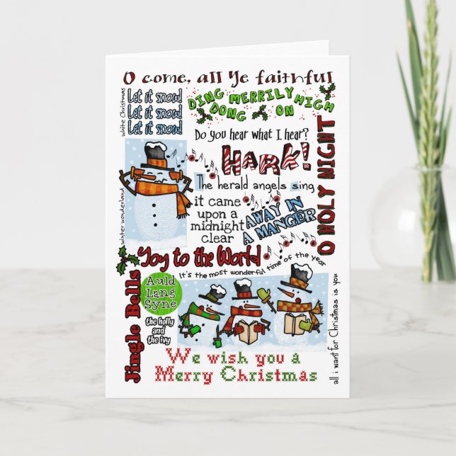Caroling Snowmen Holiday Card (Front)
