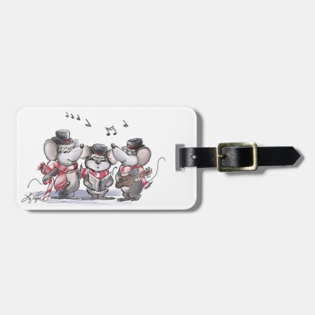 Caroling With Mic, Mac & Moe Luggage Tag (Front Horizontal)