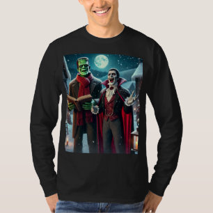 Carolling Frankenstein's Monster and Dracula T-Shirt