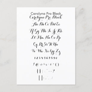 Carolyna Pro Black - Zazzle Font Sampler Sheet Postcard