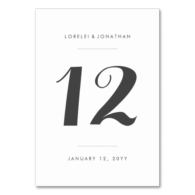 Carolyna Wedding Table Number (Front)