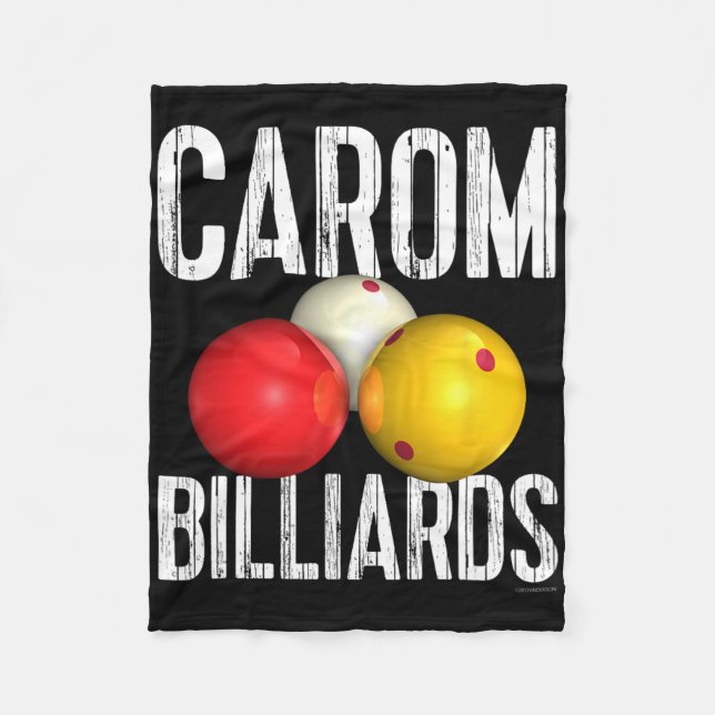 Carom Billiards Shirt - Cool Distressed Text  Fleece Blanket (Front)