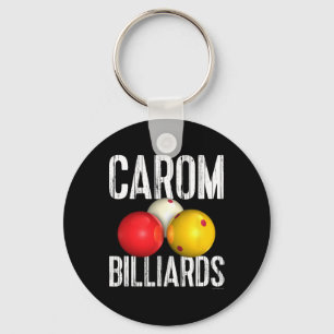 Carom Billiards Shirt - Cool Distressed Text Key Ring