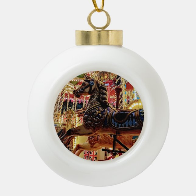 Carousal Ceramic Ball Christmas Ornament (Front)