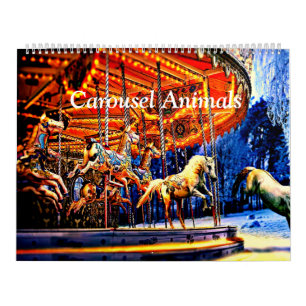 Carousel Animals Colourful & Bright Calendar