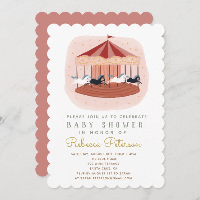 carousel Baby Shower Invitation (Front/Back)