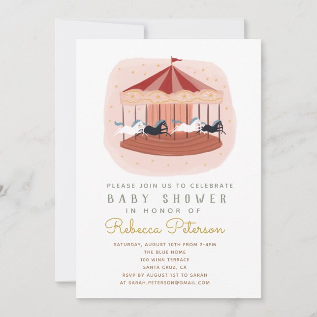 carousel Baby Shower Invitation (Front)