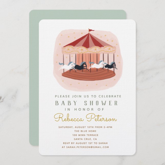 Carousel Baby Shower Invitation (Front/Back)