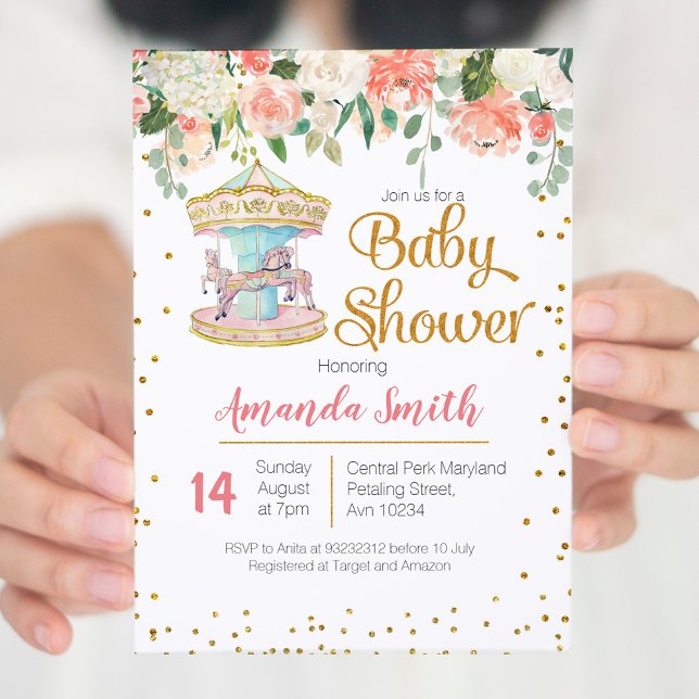Carousel Baby Shower invitation Girl (Creator Uploaded)