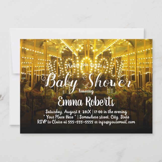 Carousel Baby Shower Merry Go Round Invitation (Front)