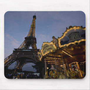 Carousel by the Eiffel Tower in the evening, Mouse Pad