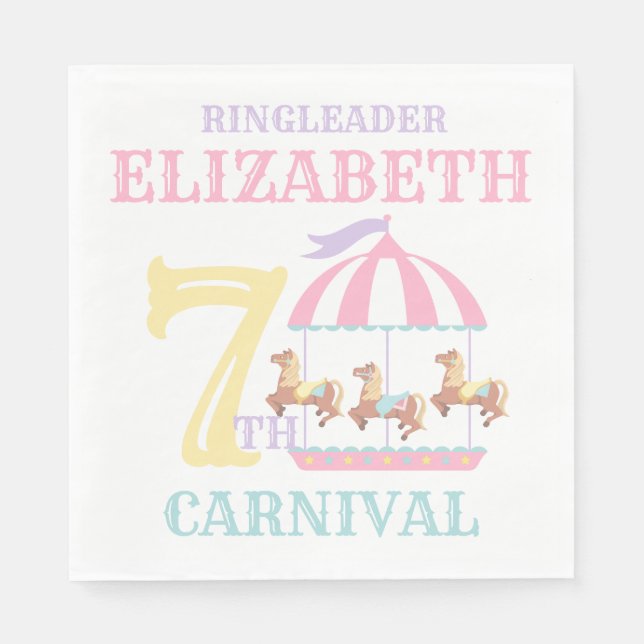 Carousel Circus Carnival Birthday Party Napkins (Front)
