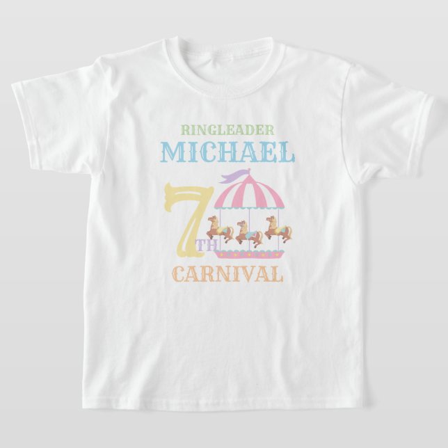 Carousel Circus Carnival Birthday Shirt Pastel (Laydown)