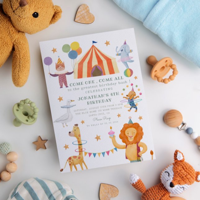 Carousel Circus Colour Carnival Birthday Invitatio Invitation (Creator Uploaded)