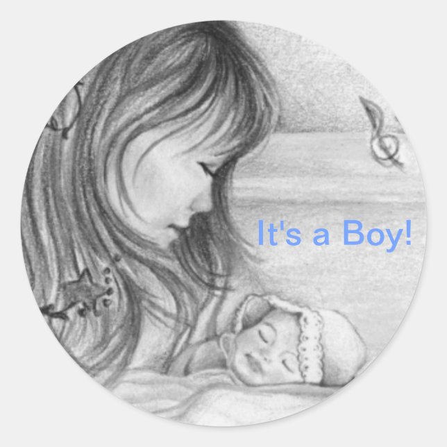 Carousel Dreams It's a Boy! Classic Round Stickers (Front)